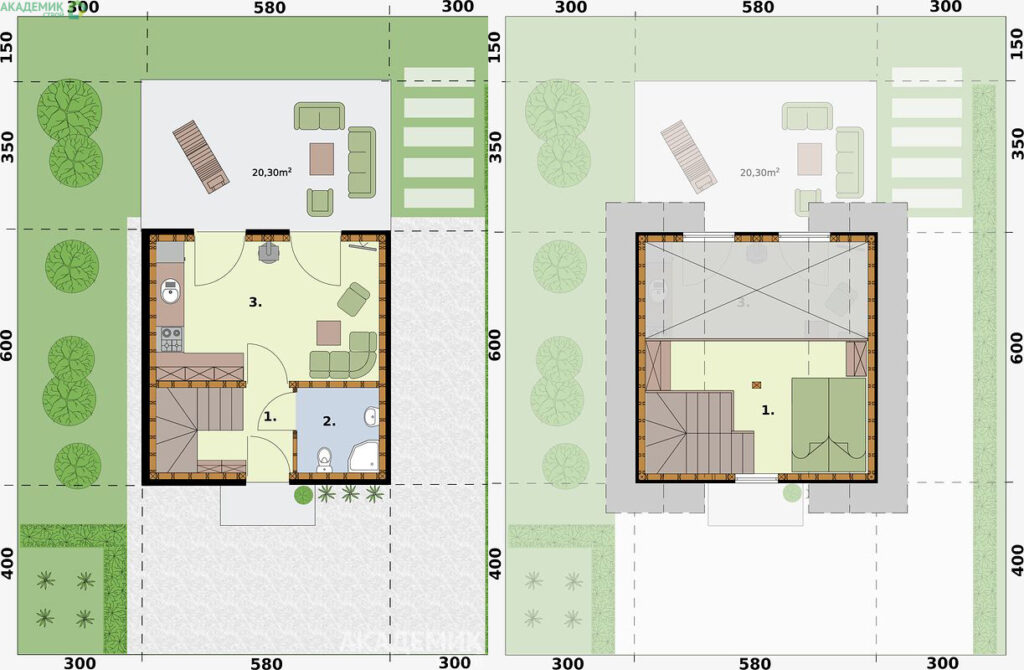 планировка дома из СИП-панелей по проекту А2-77