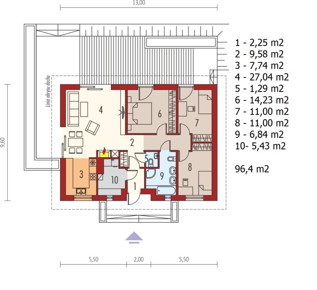 планировка дома из СИП-панелей по проекту А1-125