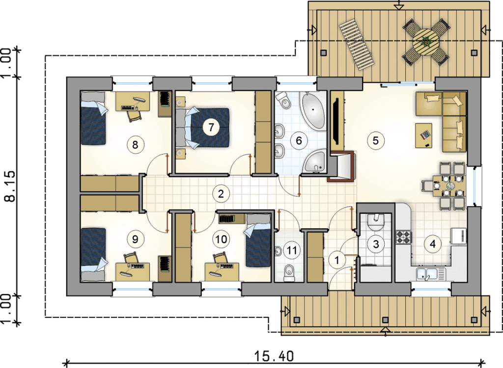 планировка дома из СИП-панелей по проекту А1-138