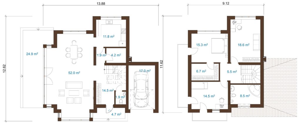 планировка дома из СИП-панелей по проекту А2-172
