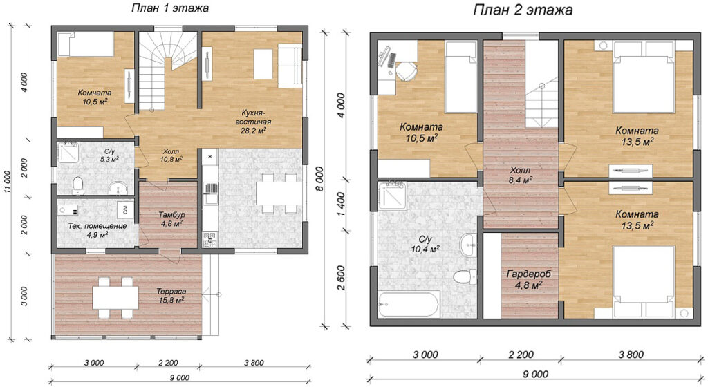 Планировка дома из СИП-панелей по проекту А1,5-144